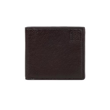 LOEWE Anagram 壓紋標誌鹿皮對開8卡短夾(紅棕色)