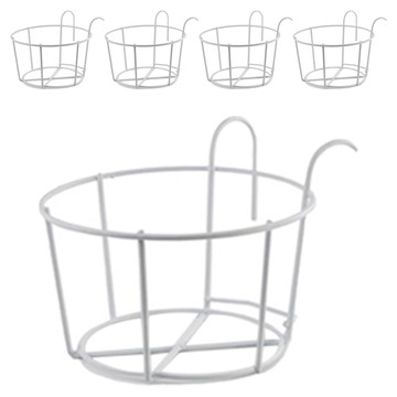 Forestin 陽台欄杆室內裝飾鐵製花盆架  白色  M  5個