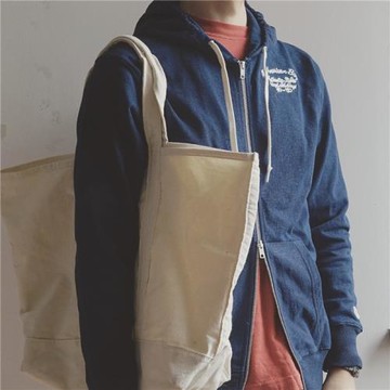 Germination古法藍染混色織indigo雙拉鏈刺繡復古套頭連帽衛衣