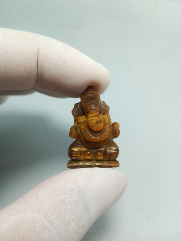 26 毫米手工雕刻虎眼石甘尼薩雕像 100% 正宗天然石材