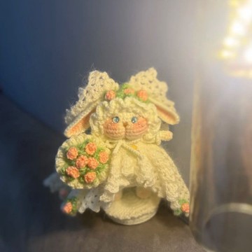 台灣出貨 2026 DIY手工 手作鈎針 絕美婚紗奶糖兔拿手捧花玩偶桌面擺飾手工編織毛線自製diy材料包