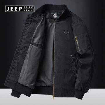 JEEP官方2024新款秋裝飛行夾克男款水洗純棉工裝爸爸外套男