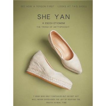 2025年秋季新款真皮淺口尖頭高跟鞋休閑草編坡跟單鞋女百搭厚底鞋