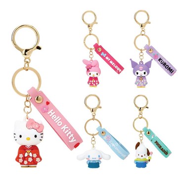 小禮堂 Sanrio 三麗鷗 立體公仔鑰匙圈 (櫻花和服款) Kitty 美樂蒂 酷洛米 大耳狗 帕恰狗