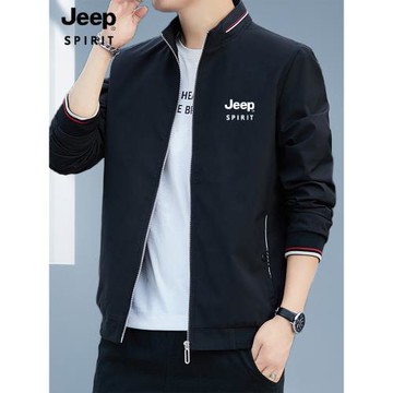 JEEP吉普夾克男春秋冬新款黑色上衣百搭潮流立領褂子休閑外套男裝