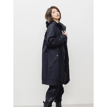 2025新款風衣女秋冬中長款寬松黑色小個子工裝沖鋒衣戶外連帽外套
