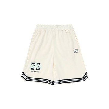 FILA KIDS 童針織排汗快乾短褲-米白 1SHA-4420-IV