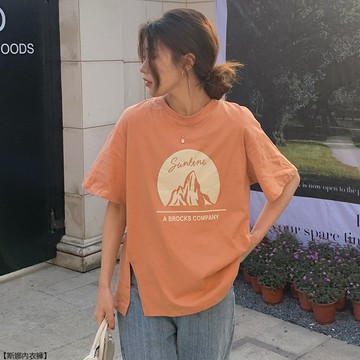 韓版寬鬆顯瘦短袖T恤女夏季設計感斜開叉小衆圓領上衣潮