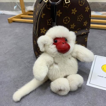 猴進口水貂毛小猴子公仔皮草毛毛絨包包掛件少女心皮草包掛