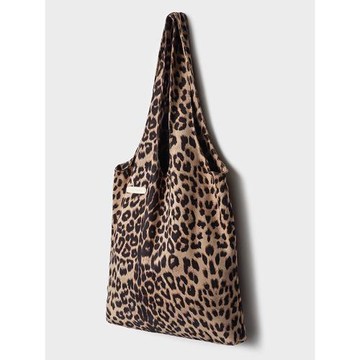 冬季專屬麂皮絨豹紋手提單肩托特包大容量極簡風環保購物包背心包