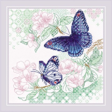 1946 - RIOLIS 黑線刺繡材料包 - 春蝶嬉遊