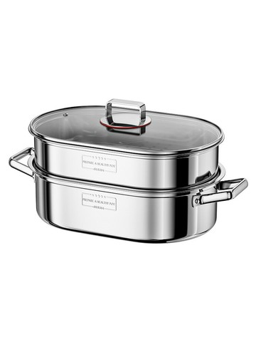 304不銹鋼蒸魚鍋雙層 清湯鴛鴦橢圓形鍋家用蒸雞多用蒸煮鍋帶蒸格