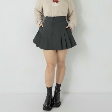 小蠻腰雙釦A字百褶短裙