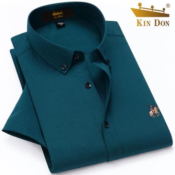KINDON金盾襯衫男長袖中年休閑襯衣夏季免燙透氣冰絲短袖衫50爸爸