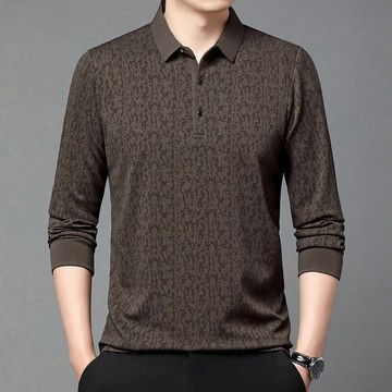 直播爆款Polo衫男秋冬中年男士商務休閑時尚翻領長袖打底衫上衣鑫弘-衣錦男裝