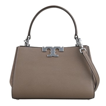 TORY BURCH Eleanor銀色T字磁吸釦荔枝紋皮革手提斜背包(蘑菇棕)