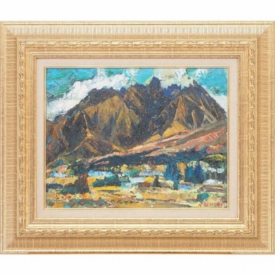 真作】【渡鹿庵】[赤星宣利] 8949 絵画 油彩画 「根子岳」 6号