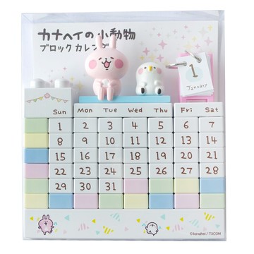 耀您館★日本製a-works卡娜赫拉的小動物萬年曆KH-055小兔兔P助造型積木桌曆月曆日曆辦公室桌上擺飾日期舒壓小物【APP下單點數4倍送】