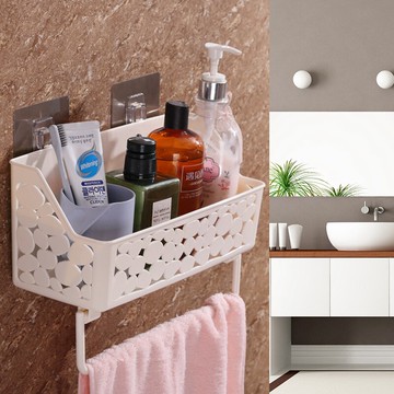 免打孔衛生間置物架吸盤壁掛式浴室收納架廁所洗漱臺整理盒毛巾架