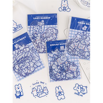 🍋檸檬青🍋 台灣現貨超可愛手繪卡通花花動物園系列PVC防水貼紙4款40枚入手帳裝飾素材