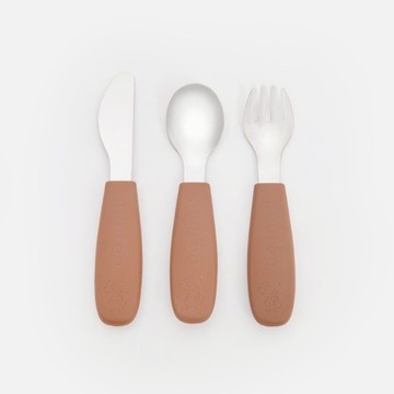 NUUROO不鏽鋼3件餐具組 可可棕