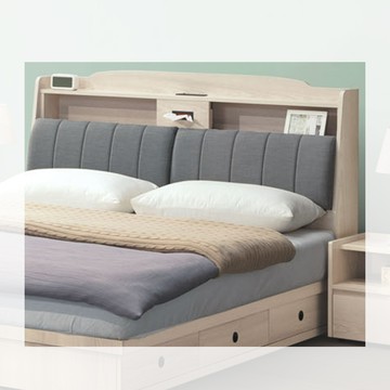 【顛覆設計】林卡洛北美杉木色貓抓皮靠枕床頭箱(雙大6尺)