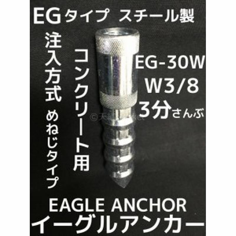 イーグルアンカー Eg 30w 1本 W3 8 3分 Egタイプ スチール製 コンクリート用 注入方式 三価クロメートめっき インチねじ 取寄せ品 通販 Lineポイント最大1 0 Get Lineショッピング