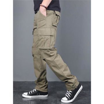 秋冬厚款工裝褲男寬松戶外運動百搭高腰耐磨休閑褲加絨束腳褲男款