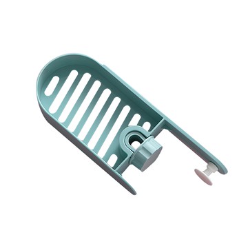 北歐風可掛繩水龍頭瀝水置物架  可調節夾式設計 底部瀝水孔設計  藍色  1個