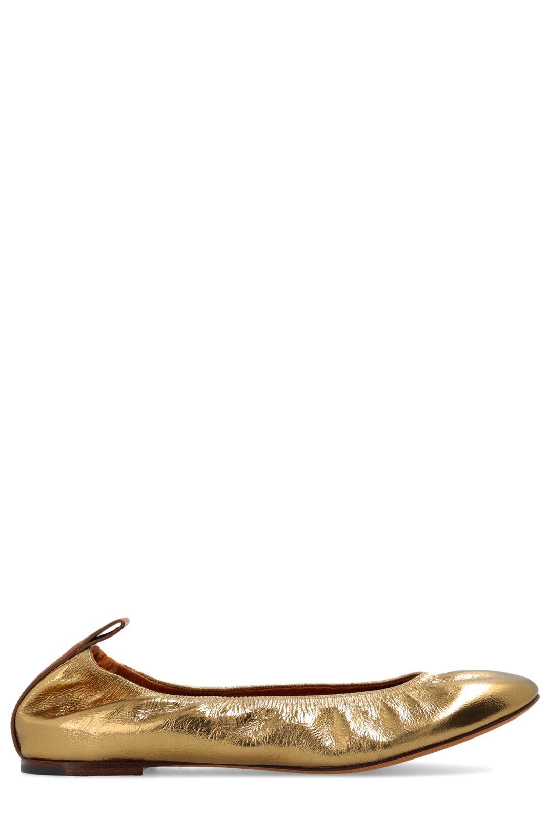 Lanvin Ruched Detail Metallic Ballerina Shoes