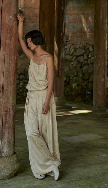 霧白 天絲直筒褲