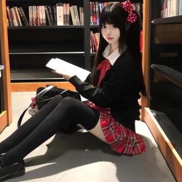 【小辣椒】原創正版日系JK制服秋冬圣誕氛圍感校供毛衣格裙套裝女