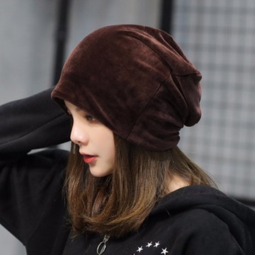 帽子 6色 純色毛絨 月子帽 頭套帽 毛帽 71531