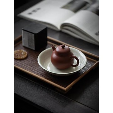 草木灰壺承 仿古圓形描口茶點盤 瓜果盤 蓋碗茶壺底托底座新品