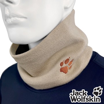 【Jack wolfskin 飛狼】彩色LOGO針織保暖圍脖 頭帶『大地卡其』