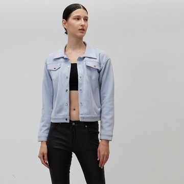 剪裁式純色磨毛感夾克外套(灰藍)│Who Cares 台灣服飾品牌