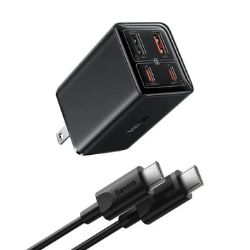 Baseus倍思 GaN6 Pro Type-C USB 四孔 氮化鎵 快速充電器 65W (附 C to C 100W充電線)黑色