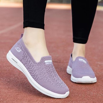 老北京布鞋女夏季媽媽鞋一腳蹬輕便休閑運動鞋防滑軟底健步老人鞋