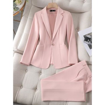外套女粉色春秋休閑西裝外套
