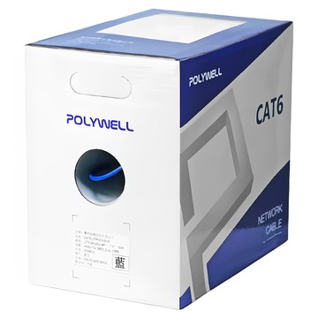 POLYWELL CAT6 UTP網路線箱線 PW15-W59-B002 適用於電腦、路由器等設備 提供高速穩定的網路連接  305m  藍色  1條