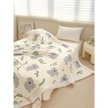 考拉暖寶寶  原創卡通沙發奶油絨毯雙面加厚保暖羊羔絨毯午睡蓋毯