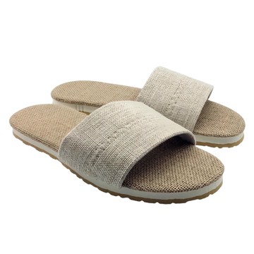 TAIWAN SLIPPER 台灣犀利趴 和風系列 棉麻室內家居拖鞋  軟橡膠鞋底 耐磨防滑 緩衝雙腳壓力  XL  爵色米  1雙