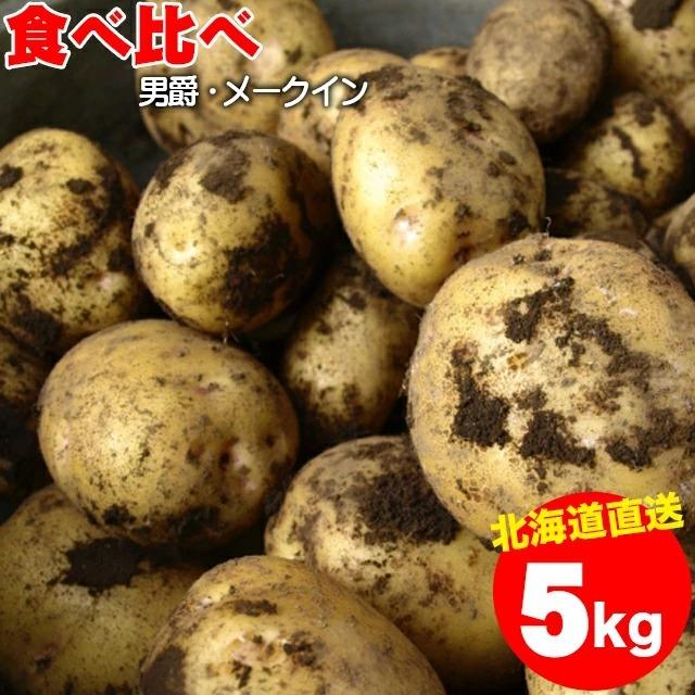 出荷開始中 新じゃがいも 送料無料 北海道産 じゃがいも食べ比べセット 5kg（男爵3kg・メークイン2kg／計5kg）  5キロ ５ｋｇ 5キロ 男爵芋 男爵薯