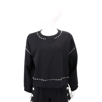 ERMANNO SCERVINO 黑色星星鉚釘飾邊長袖棉質上衣