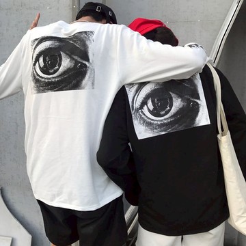 FINDSENSE Z1 日系 時尚 潮 男女情侶款 時尚 眼球圖案 長袖T恤 上衣 打底衫