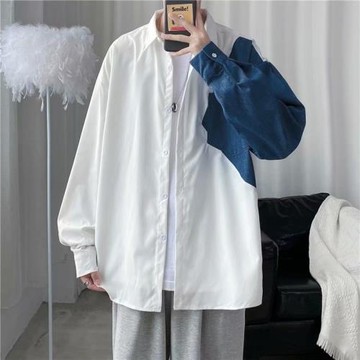 襯衫男新款2021年外穿復古港風chic上衣潮外套百搭設計感小眾襯衣