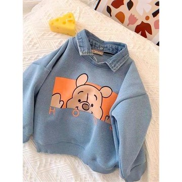 2024秋冬新款加絨小童加厚保暖衣服假領一體絨上衣洋氣潮