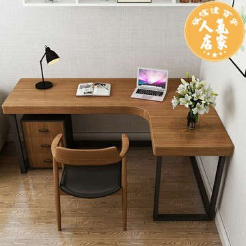 轉角桌 電腦桌 書桌 辦公桌 實木拐角書桌轉角書桌轉角桌l型書桌鐵藝台式電腦辦公桌書桌墻角