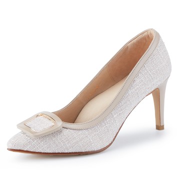 ORIN 方扣毛呢尖頭高跟鞋 粉色 #24505