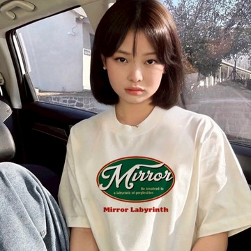 春夏白色T恤美式休閒風設計感超火女生上衣 慵懶風 男生短袖 oversize寬鬆 韓版短T 圓領半袖 上衣女